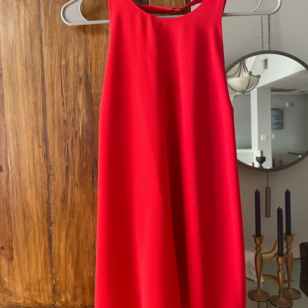 Red sleeveless blouse